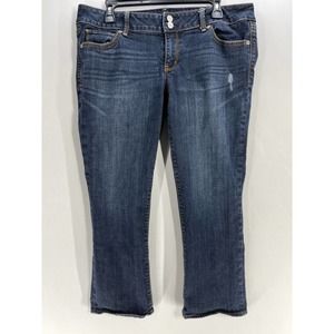 American Eagle Women Artist Cropped Jeans Size 14 Dark Wash Denim Stretch